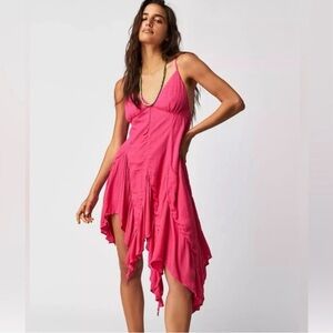 Free People NWOT Tumi Pink Asymmetrical Dress Size Large